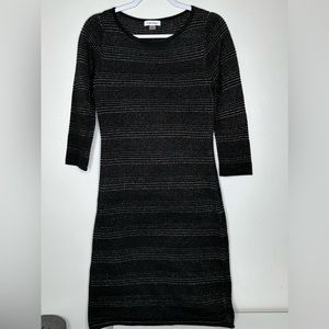 Calvin Klein Knitted Dress Black and Gold Size Small